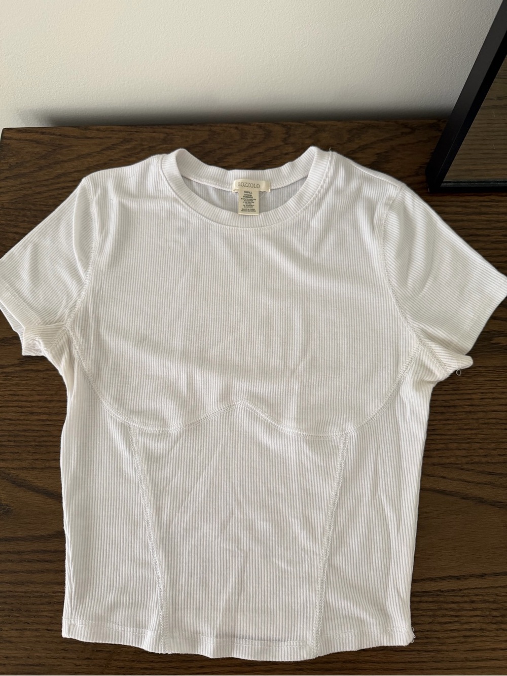 White Ribbed Short Sleeve Tee